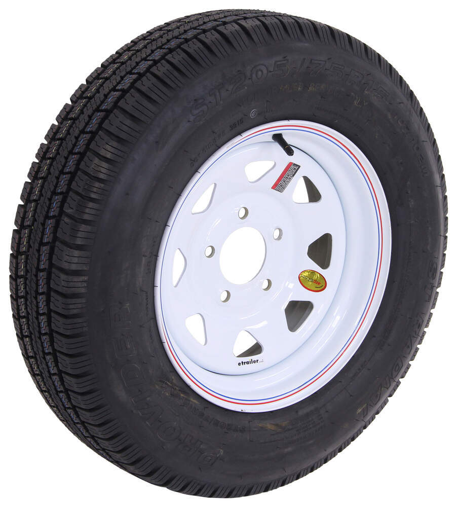 Provider ST205/75R15 Radial Trailer Tire with 15" White ...