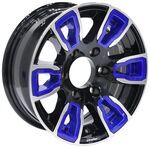 Aluminum AM06 Black Machined Trailer Wheel w/ Blue Inserts - 15" x 6" Rim - 6 on 5-1/2