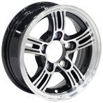 Aluminum AM02 Series Black Machined Trailer Wheel - 12" x 4-1/2" Rim - 5 on 4-1/2