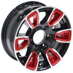 Aluminum AM06 Black Machined Trailer Wheel w/ Red Inserts - 15" x 6" Rim - 6 on 5-1/2