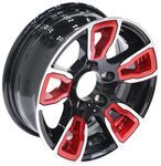 Aluminum AM06 Black Machined Trailer Wheel w/ Red Inserts - 14" x 5-1/2" Rim - 5 on 4-1/2