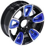 Aluminum AM06 Black Machined Trailer Wheel w/ Blue Inserts - 14" x 5-1/2" Rim - 5 on 4-1/2