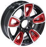 Aluminum AM06 Black Machined Trailer Wheel w/ Red Inserts - 15" x 5" Rim - 5 on 4-1/2