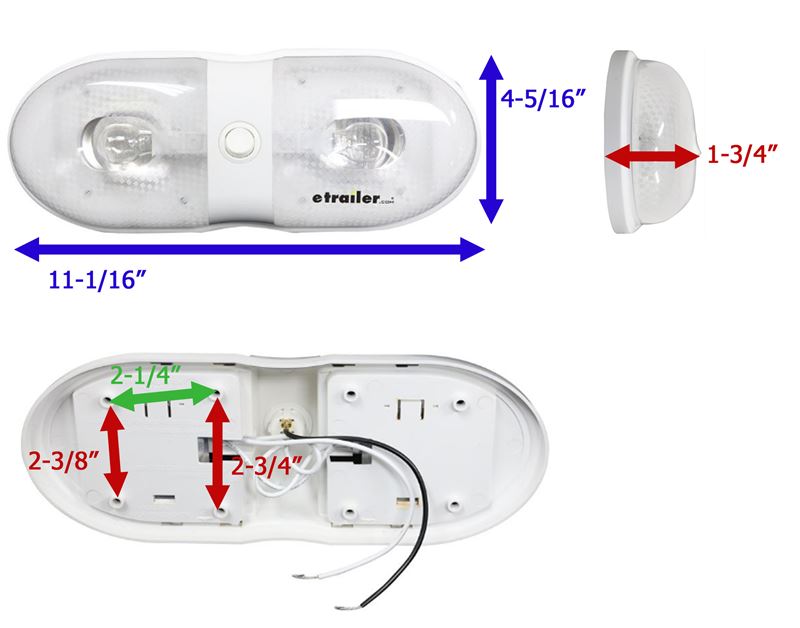 Bargman 34-76-223 76 Series Interior Double Dome Light with Switch Bargman 34-76-223 76 Series Interior Double Dome Light with Switch