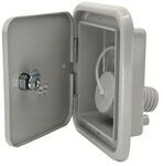 B&B RV Gravity Water Inlet Hatch w Key Lock, Barbed Connection - Gray