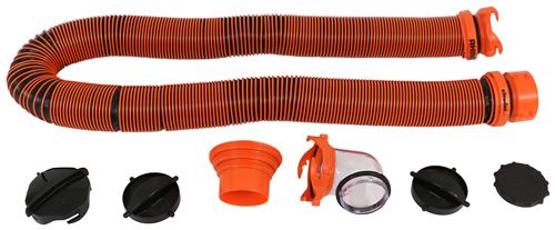 Camco-RhinoEXTREME-RV-Sewer-Hose-w-Swivel-Fittings,-4-in-1-Adapter,-and-Caps-Black-15'-Long