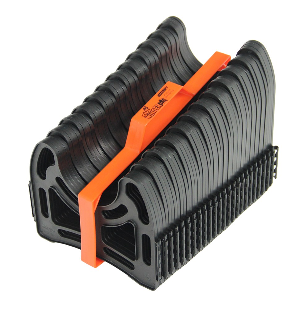 Sidewinder RV Sewer Hose Support System with Storage