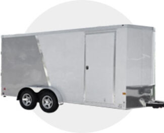 White enclosed trailer.