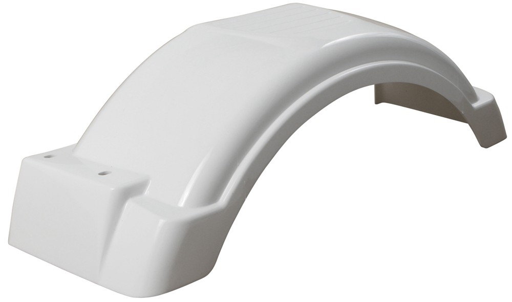 Single Axle Trailer Fender w Top Step Style B White Plastic 8" to