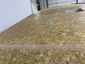 Tape between plywood sections on roof