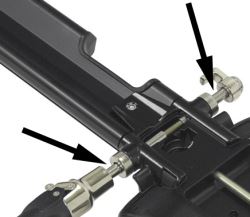 Closeup of skewer of fork-mount roof-mounted bicycle carrier