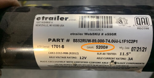 Weight Rating Sticker: 5200-lb Capacity