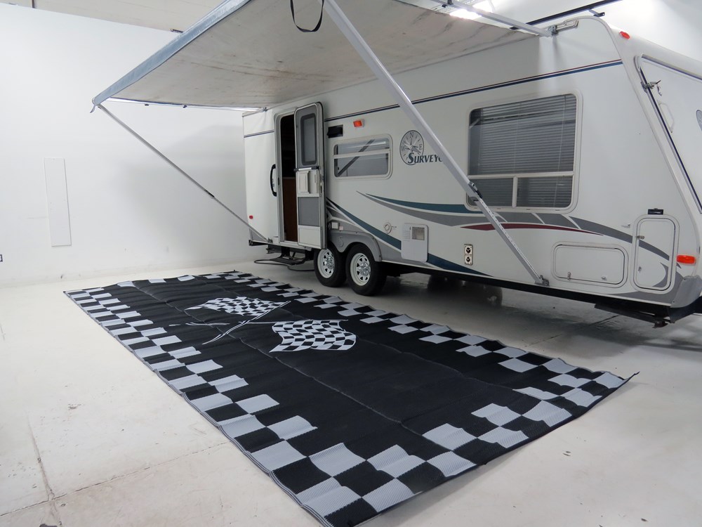 Faulkner RV Mat Finish Line Black and White 8' x 20' Faulkner