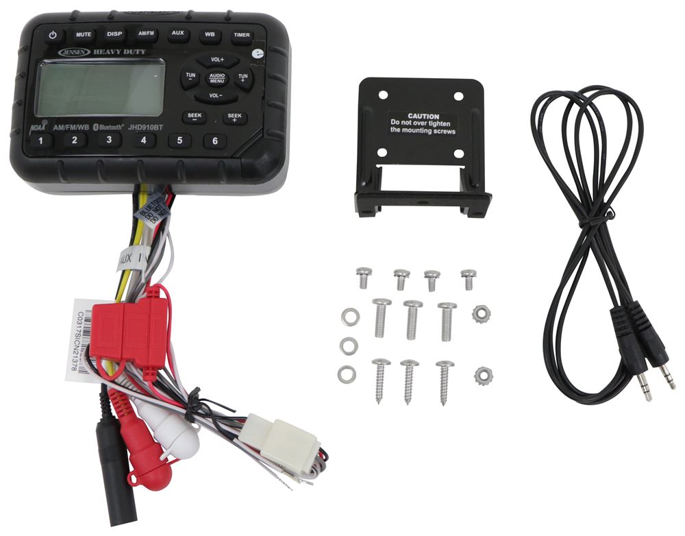 Jensen Heavy Duty Mechless Marine Stereo AUX, Weatherband, Bluetooth