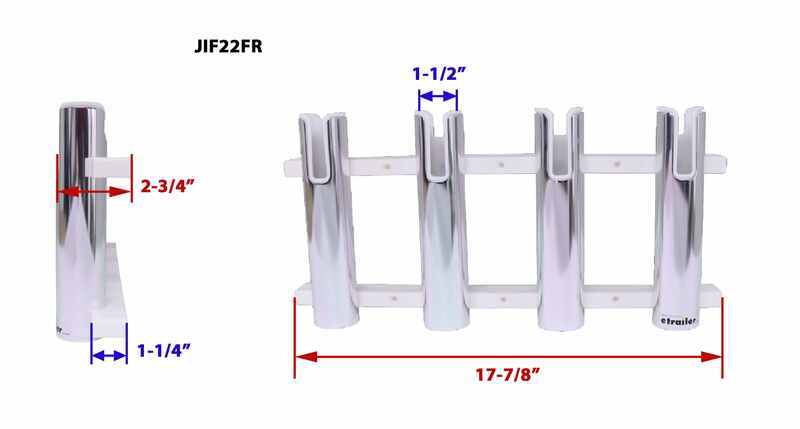 Jif Marine Fishing Rod Holder - 4 Poles - Aluminum Jif Marine Fishing Rod  Holders JIF22FR