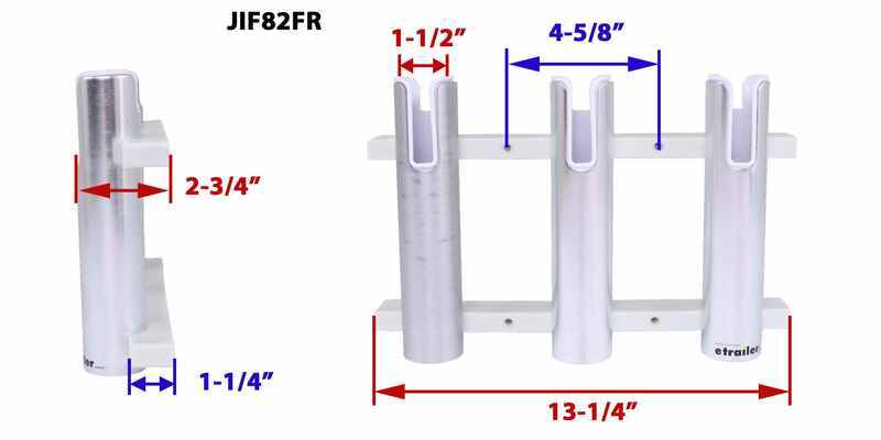 Jif Marine Fishing Rod Holder - 3 Poles - Aluminum Jif Marine Fishing Rod  Holders JIF82FR
