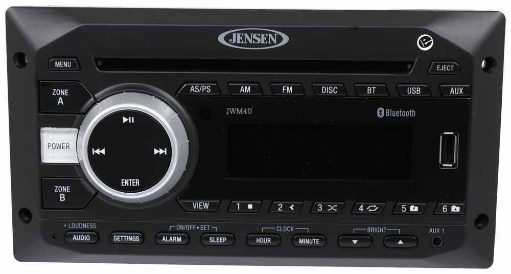 Jensen RV Stereo Double DIN AUX/USB, Bluetooth 24W 2 Zone 12V