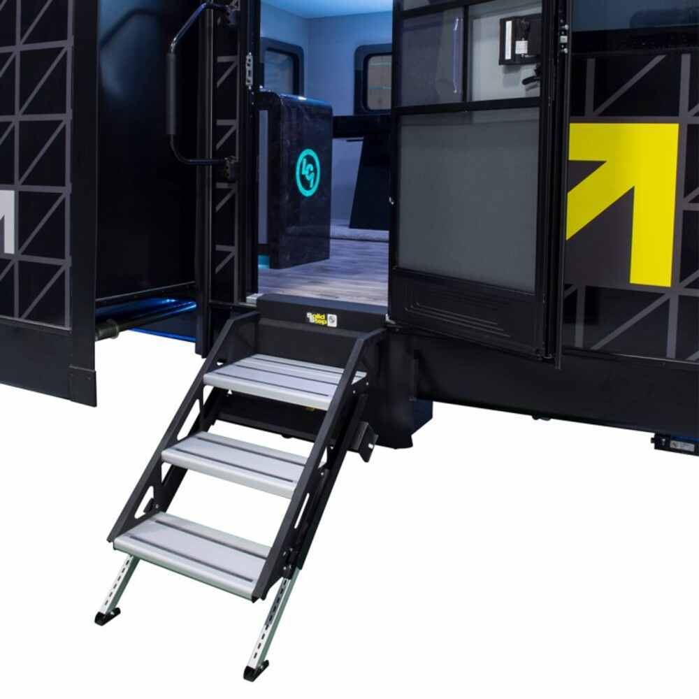 SolidStep Manual Fold-Down Steps for 28" Wide RV Door Frames - Triple