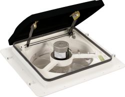 MaxxFan Plus Roof Vent w/ 12V Fan, Thermostat, and Remote.