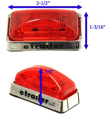 1 LED RED LENS 2/" Sealed Clearance Side Marker Chrome Bezel LIGHTS Waterproff