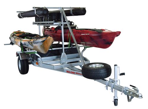 Malone Ultimate Angler MegaSport Trailer with Saddle Style Carriers -  Fishing Rod Tubes - 1,000 lbs