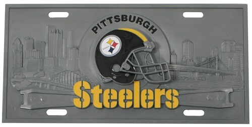 Metal Chrome Football Pittsburgh Steelers License Plate Frame Single Auto Tag