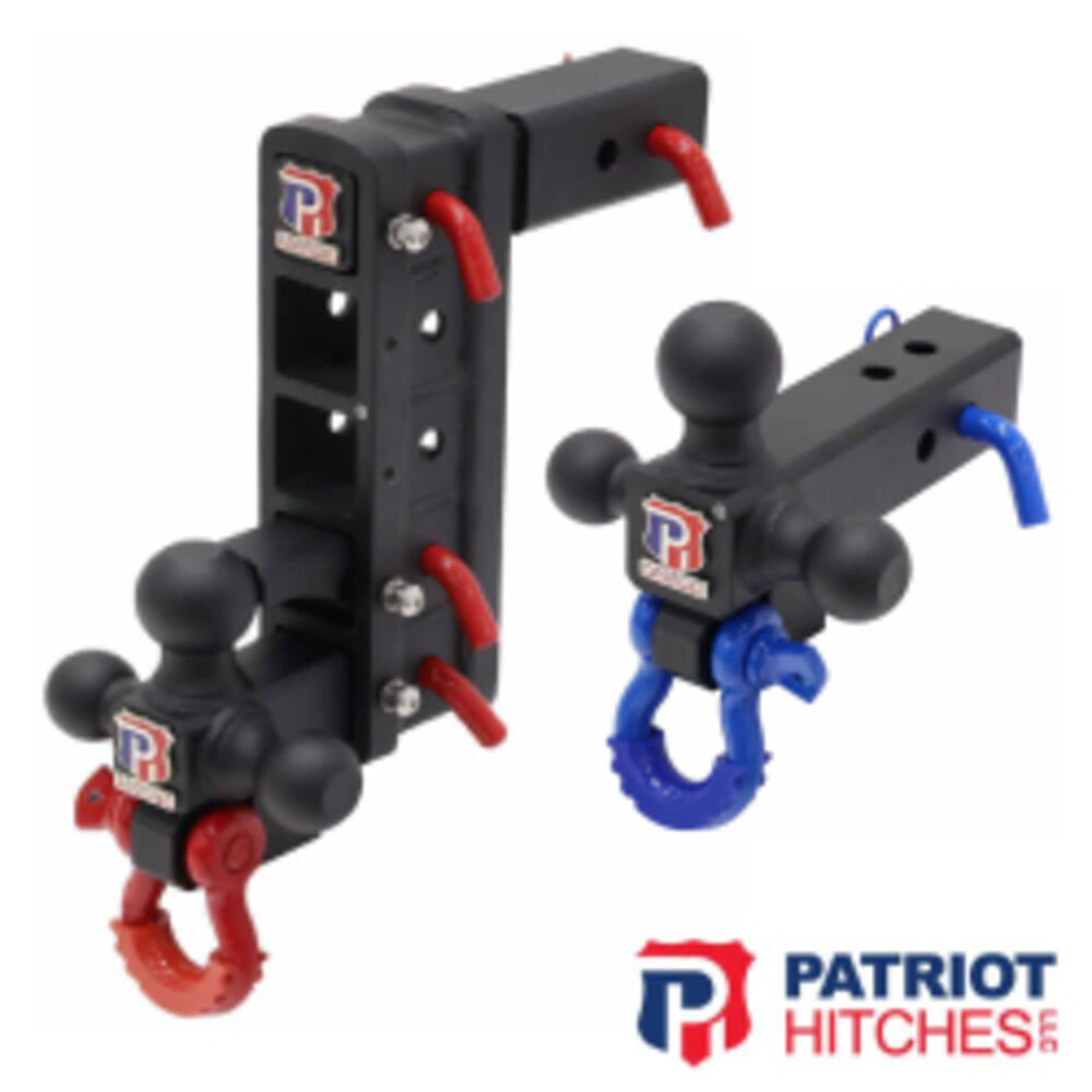 Patriot Hitches Ball Mounts in Blue and Red. 