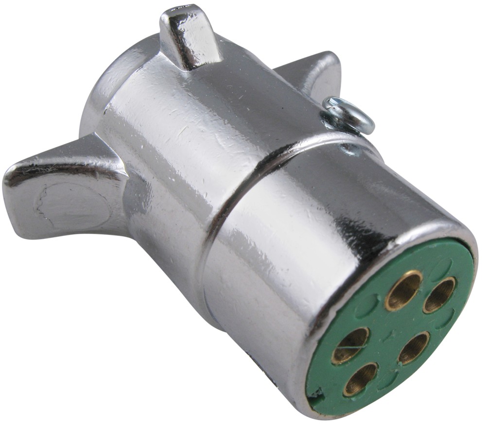 Pollak 5-Pole, Round Pin Trailer Wiring Connector - Chrome - Trailer