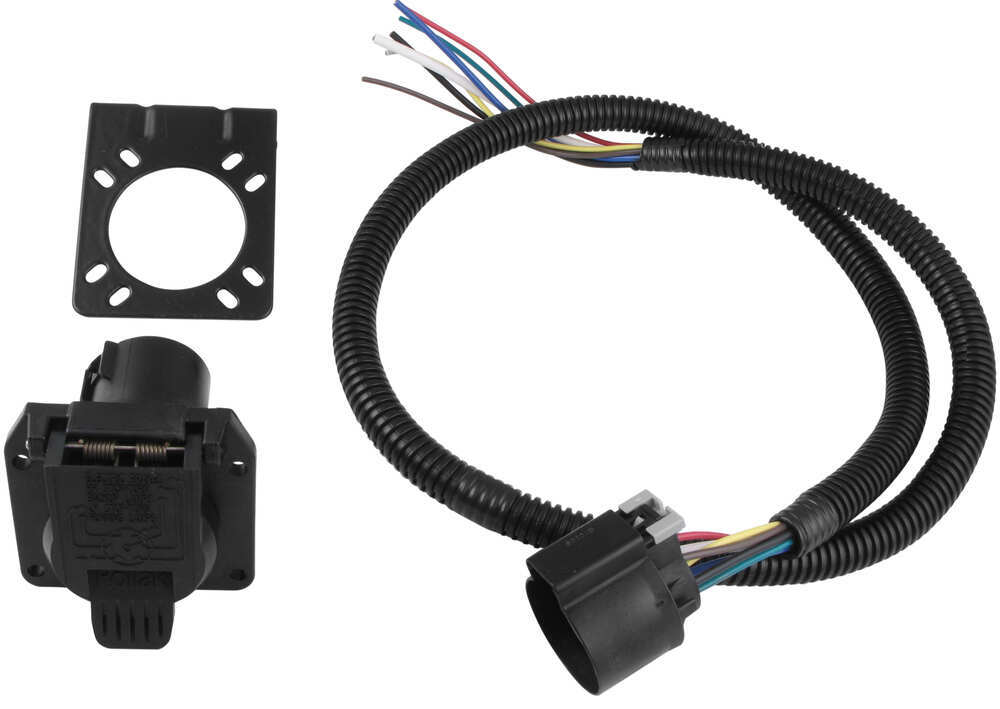 pollak 7 pole, rv style trailer connector socket w wiring harness Trailer Plug Color Code pollak 7 pole, rv style trailer connector socket w wiring harness and mounting bracket pollak wiring pk11898