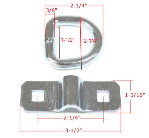1/2'' Trailer D Rings for Trailers Truck Bed Hooks Heavy Duty Bolt On  Forged
