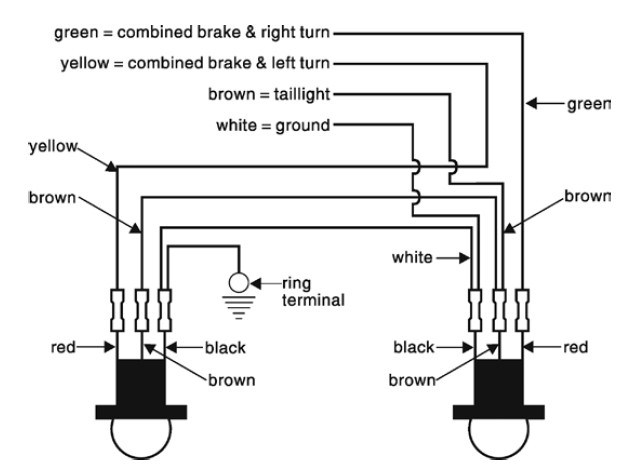 Diagram for Wiring the Sockets of the Roadmaster Taillight Kit part # RM-155 to the Wiring ...