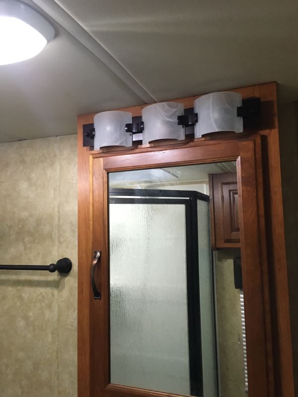 Gustafson RV Vanity Light - Weathered Copper - 3 Light - Frosted White Glass Gustafson Lighting ...
