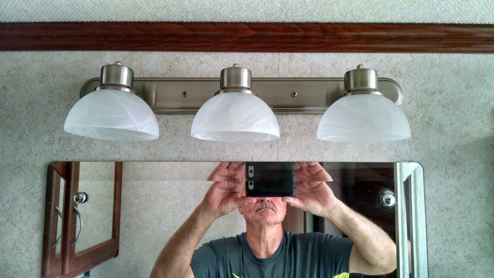 Gustafson RV Vanity Light - Satin Nickel - 3 Arm - Frosted White Glass Gustafson Lighting RV ...