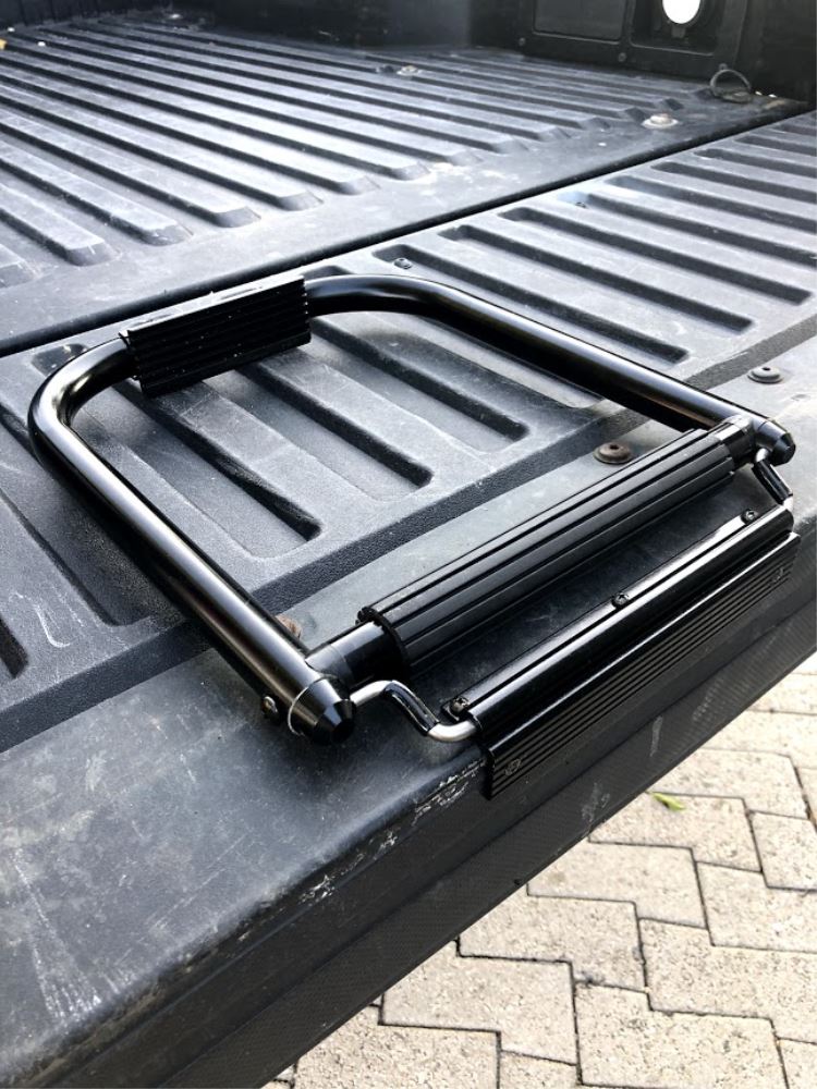 BedHopper Truck Tailgate Step Black Topline Nerf Bars Running