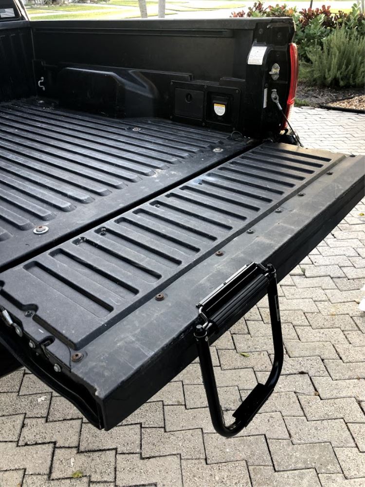 Bed-Hopper Truck Tailgate Step - Black Topline Nerf Bars - Running