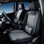 Seat Cover Solutions Luxury Semi-Custom Seat Covers - Eco-Leather - Front and Rear - Black and Gray