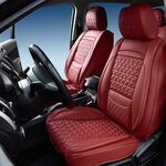 Seat Cover Solutions Luxury Semi-Custom Seat Covers - Eco-Leather - Front and Rear - Wine Red