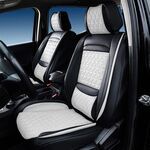 Seat Cover Solutions Luxury Semi-Custom Seat Covers - Eco-Leather - Front Only - Black and White