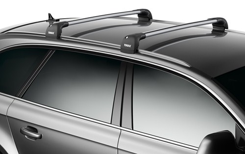 Thule roof rack mounted on vehicle.