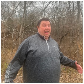 Chris out in the woods.