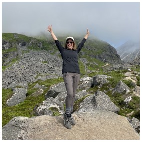 Kerry hiking in the mountains.
