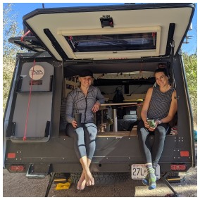 Kristin and friend in back on rv.