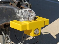 etrailer Trailer Coupler Lock in yellow.