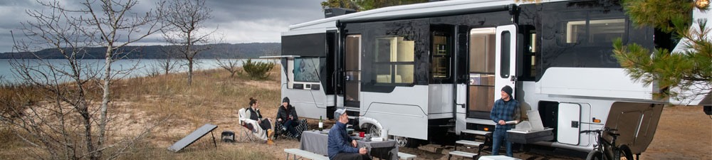 rv campsite with people