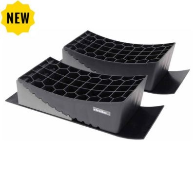 Lippert Curved Leveler and Wheel Chock Kit.