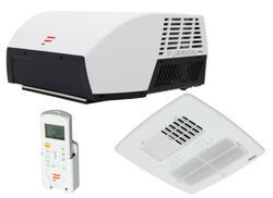 Furrion Chill Cube RV Air Conditioner w Air Distribution Box in White.