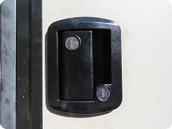 Global Link RV Entry Door Locking Latch in black.