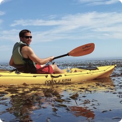 man in kayak on the water. 